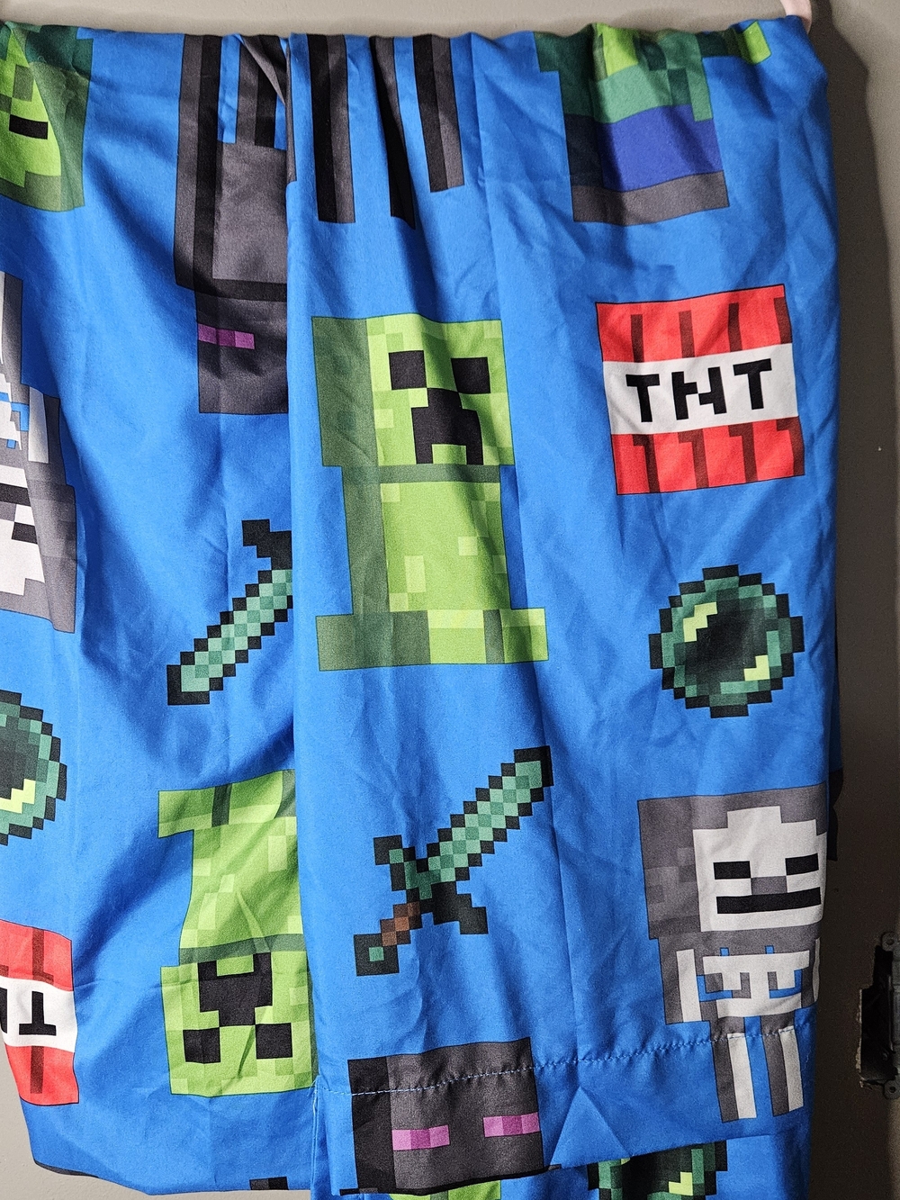 Minecraft Kids Blue Creeper & TNT Print Curtains 44"X84" 2 Panels